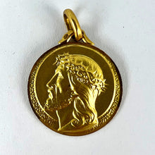Load image into Gallery viewer, French 18K Yellow Gold Jesus Christ Crown of Thorns Medal Charm Pendant