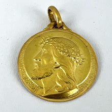 Load image into Gallery viewer, French 18K Yellow Gold Jesus Christ Crown of Thorns Medal Charm Pendant