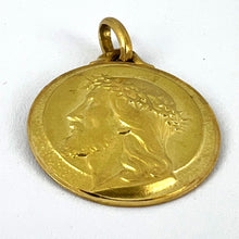 Load image into Gallery viewer, French 18K Yellow Gold Jesus Christ Crown of Thorns Medal Charm Pendant