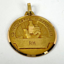 Load image into Gallery viewer, French Blood Group Type Medical 18K Yellow Gold Charm Medal Pendant