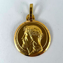 Load image into Gallery viewer, French 18K Yellow Gold Jesus Christ Crown of Thorns Medal Charm Pendant