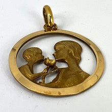 Load image into Gallery viewer, French 18K Yellow Gold Mother and Child Rose Medal Pendant