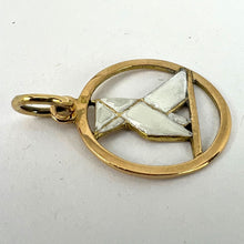 Load image into Gallery viewer, French Art Deco White Origami Bird 18K Yellow Gold Enamel Charm Pendant