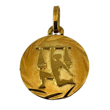 Load image into Gallery viewer, French Libra Starsign Zodiac 18K Yellow Gold Charm Medal Pendant