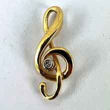 Load image into Gallery viewer, French Music Treble Clef Diamond 18K Yellow Gold Charm Medal Pendant