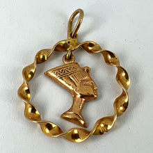Load image into Gallery viewer, Egyptian Queen Nefertiti Bust Circle 18K Yellow Gold Charm Pendant