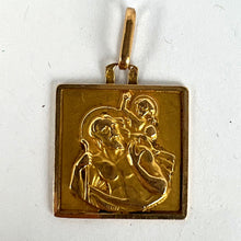 Load image into Gallery viewer, Vintage French Grun Square Saint Christopher 18K Yellow Gold Charm Pendant