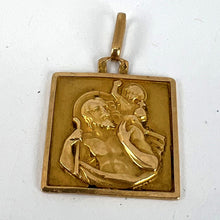 Load image into Gallery viewer, Vintage French Grun Square Saint Christopher 18K Yellow Gold Charm Pendant