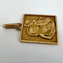 Load image into Gallery viewer, Vintage French Grun Square Saint Christopher 18K Yellow Gold Charm Pendant