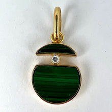 Load image into Gallery viewer, Malachite Diamond Split Circle 18K Yellow Gold Pendant