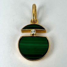 Load image into Gallery viewer, Malachite Diamond Split Circle 18K Yellow Gold Pendant