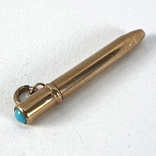Load image into Gallery viewer, Antique Victorian Propelling Pencil 9K Rose Gold Turquoise Charm Pendant