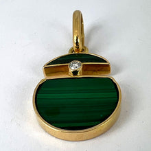 Load image into Gallery viewer, Malachite Diamond Split Circle 18K Yellow Gold Pendant