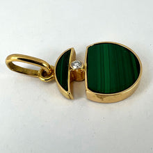 Load image into Gallery viewer, Malachite Diamond Split Circle 18K Yellow Gold Pendant