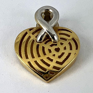 French Spider Web Love Heart 18K Yellow White Gold Pendant