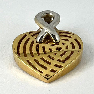 French Spider Web Love Heart 18K Yellow White Gold Pendant