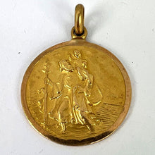 Load image into Gallery viewer, Vintage Saint Christopher 18K Yellow Gold Charm Pendant
