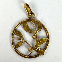 Load image into Gallery viewer, French Mistletoe Leaves and Berries Love 18K Yellow Gold Charm Pendant