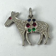 Load image into Gallery viewer, Art Deco Donkey Mule Horse Platinum Diamond Ruby Sapphire Emerald Charm Pendant