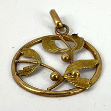 Load image into Gallery viewer, French Mistletoe Leaves and Berries Love 18K Yellow Gold Charm Pendant
