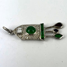 Load image into Gallery viewer, Art Deco Cuckoo Clock Platinum Diamond Emerald Ruby Sapphire Charm Pendant