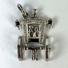 Load image into Gallery viewer, Art Deco Platinum Diamond Onyx Just Married Carriage Charm Pendant