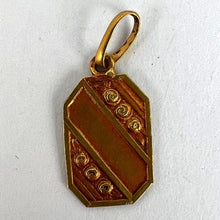 Load image into Gallery viewer, French Art Nouveau Stripes and Roses Yellow Gold Charm Pendant