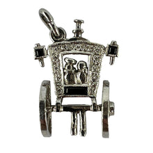 Load image into Gallery viewer, Art Deco Platinum Diamond Onyx Just Married Carriage Charm Pendant
