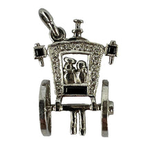 Load image into Gallery viewer, Art Deco Platinum Diamond Onyx Just Married Carriage Charm Pendant