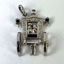 Load image into Gallery viewer, Art Deco Platinum Diamond Onyx Just Married Carriage Charm Pendant
