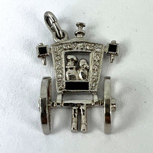 Load image into Gallery viewer, Art Deco Platinum Diamond Onyx Just Married Carriage Charm Pendant