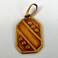 Load image into Gallery viewer, French Art Nouveau Stripes and Roses Yellow Gold Charm Pendant