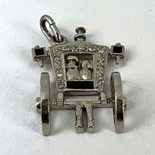 Load image into Gallery viewer, Art Deco Platinum Diamond Onyx Just Married Carriage Charm Pendant