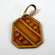 Load image into Gallery viewer, French Art Nouveau Stripes and Roses Yellow Gold Charm Pendant