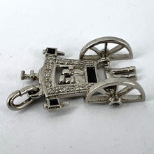 Load image into Gallery viewer, Art Deco Platinum Diamond Onyx Just Married Carriage Charm Pendant