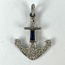 Load image into Gallery viewer, Art Deco Platinum Diamond Sapphire Anchor Charm Pendant