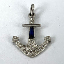 Load image into Gallery viewer, Art Deco Platinum Diamond Sapphire Anchor Charm Pendant