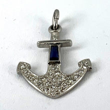 Load image into Gallery viewer, Art Deco Platinum Diamond Sapphire Anchor Charm Pendant