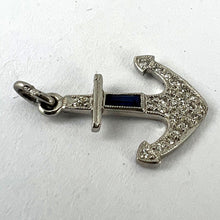 Load image into Gallery viewer, Art Deco Platinum Diamond Sapphire Anchor Charm Pendant