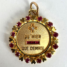 Load image into Gallery viewer, Vintage French Augis Plus Qu’Hier Heart Halo 18K Yellow Gold Love Medal Pendant