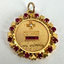 Load image into Gallery viewer, Vintage French Augis Plus Qu’Hier Heart Halo 18K Yellow Gold Love Medal Pendant