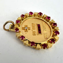 Load image into Gallery viewer, Vintage French Augis Plus Qu’Hier Heart Halo 18K Yellow Gold Love Medal Pendant