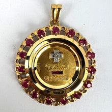 Load image into Gallery viewer, Large Augis Plus Qu’Hier Ruby Halo 18K Yellow Gold Love Medal Pendant