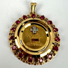 Load image into Gallery viewer, Large Augis Plus Qu’Hier Ruby Halo 18K Yellow Gold Love Medal Pendant