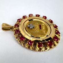 Load image into Gallery viewer, Large Augis Plus Qu’Hier Ruby Halo 18K Yellow Gold Love Medal Pendant