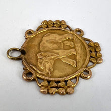 Load image into Gallery viewer, French Good Luck Elephant Four Leaf Clover 18K Yellow Gold Lucky Charm Pendant