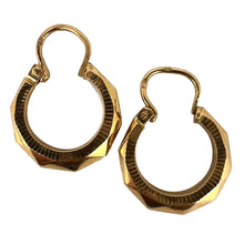 Load image into Gallery viewer, Vintage French 18 Karat Yellow Gold Lever Back Faceted Hoop Earrings