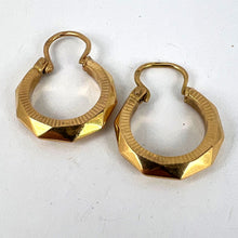Load image into Gallery viewer, Vintage French 18 Karat Yellow Gold Lever Back Faceted Hoop Earrings