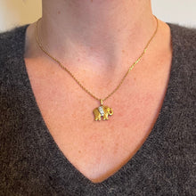 Load image into Gallery viewer, French Lucky Elephant Diamond 18K Yellow Gold Charm Pendant