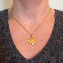 Load image into Gallery viewer, French 18K Yellow Gold Jesus Christ Crown of Thorns Medal Charm Pendant